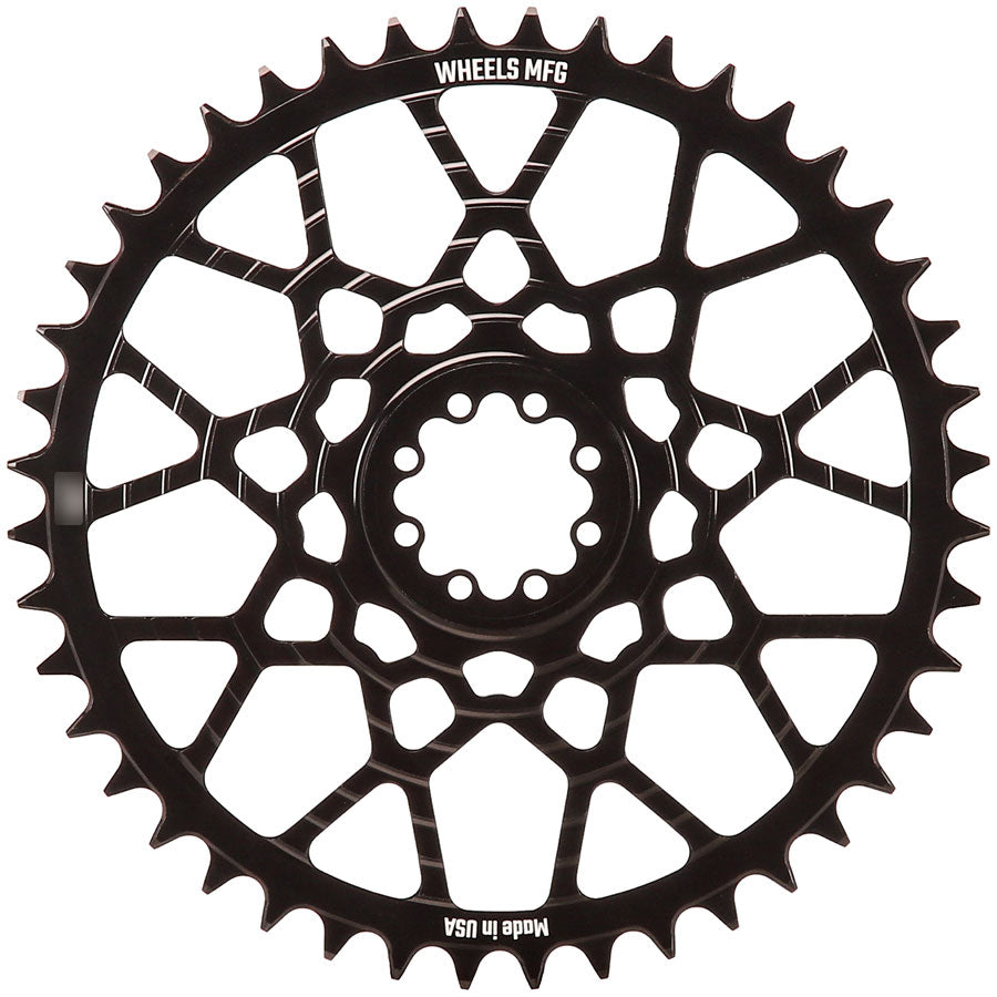 Wheels Manufacturing Gravel Direct Mount Chainring - 46t, SRAM 8-Bolt Direct Mount, 6.5mm Inboard Offset, HG+ Chain Compatible, Black