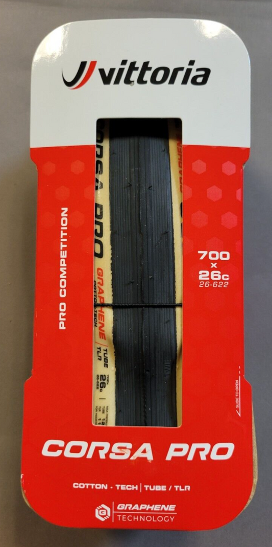 Vittoria Corsa Pro 700 x 26 Black Tan 320 TPI Road TT Tire Tubeless Clincher