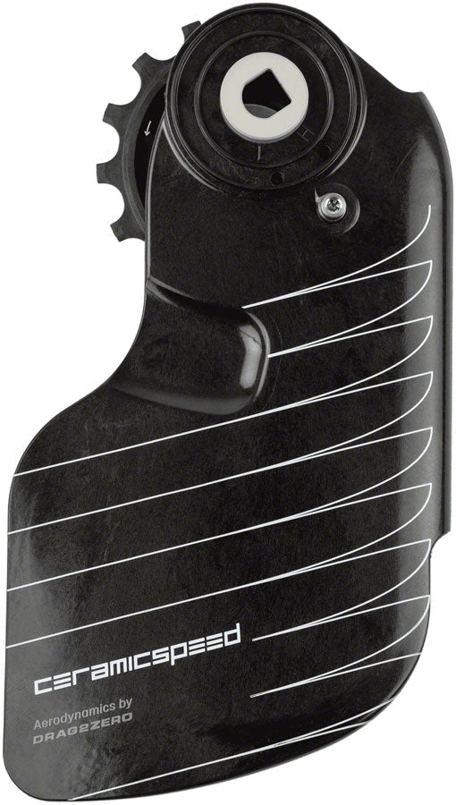 CeramicSpeed OSPW Pulley Wheel Aero Alpha System for SRAM Red/Force AXS - Coated Races, Aluminum Pulley, Carbon Cage, Black