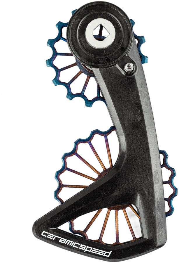 CeramicSpeed OSPW RS Pulley Wheel System for SRAM Red D1/E1 and Force D1 AXS - Coated Races, 3D Ti Pulley, Carbon Cage, Oil Slick PVD, v2