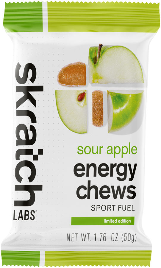 Skratch Labs Energy Chews Sport Fuel, Sour Apple, Single Serving 10-Pack