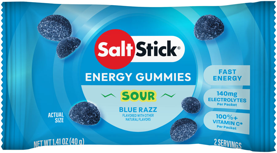 SaltStick Sour Blue Razz Berry Energy Gummies - Pack of 10