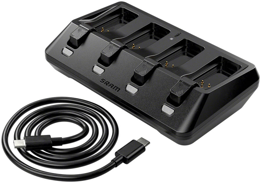 SRAM AXS 4-Port Battery Charger - Compatible with AXS Batteries used on SRAM, eTap, and RockShox AXS Components (Battery sold separate)