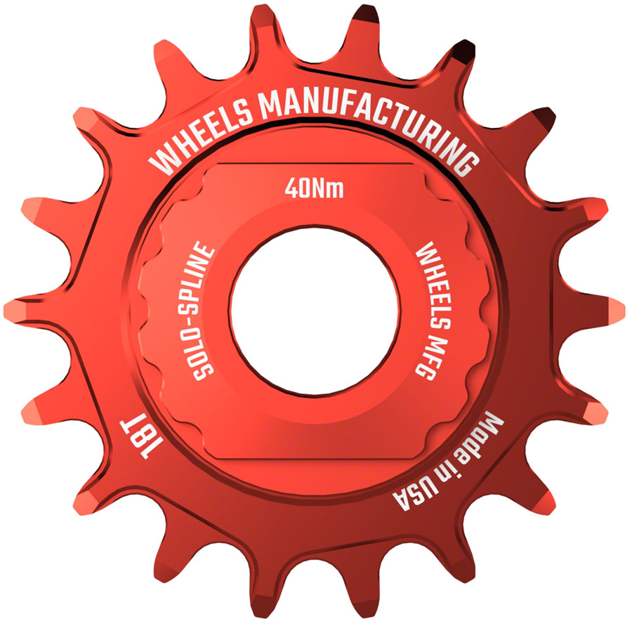 Wheels Manufacturing SOLO-SPLINE Micro Spline Single Speed Conversion Kit - 18t, For Shimano Micro Spline Hub Bodies, Red