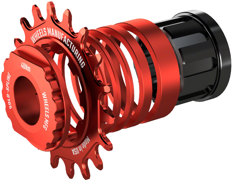 Wheels Manufacturing SOLO-SPLINE Micro Spline Single Speed Conversion Kit - 18t, For Shimano Micro Spline Hub Bodies, Red