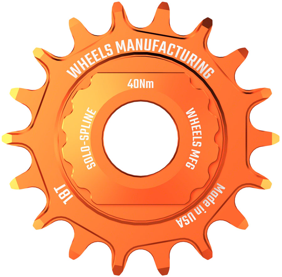 Wheels Manufacturing SOLO-SPLINE Micro Spline Single Speed Conversion Kit - 18t, For Shimano Micro Spline Hub Bodies, Orange