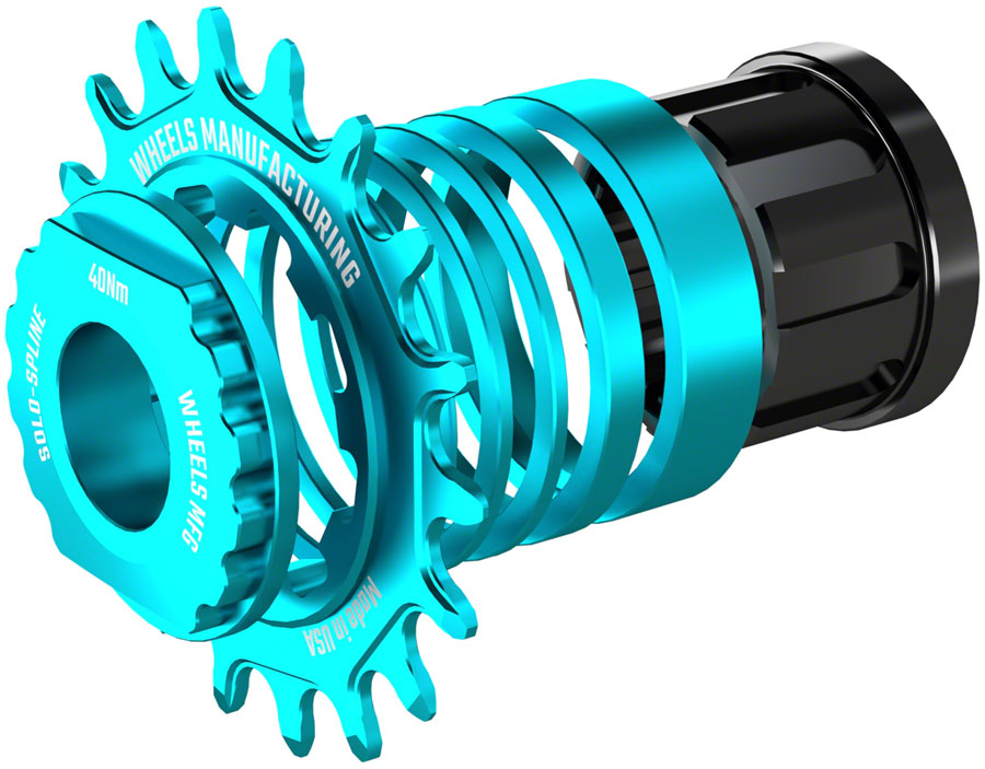 Wheels Manufacturing SOLO-SPLINE Micro Spline Single Speed Conversion Kit - 18t, For Shimano Micro Spline Hub Bodies, Teal