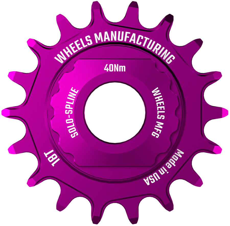 Wheels Manufacturing SOLO-SPLINE Micro Spline Single Speed Conversion Kit - 18t, For Shimano Micro Spline Hub Bodies, Purple