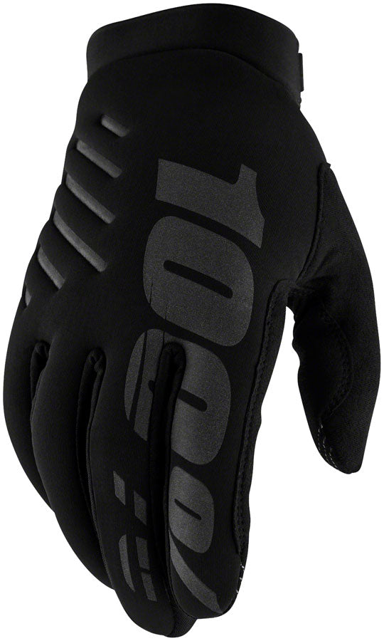 100% Brisker Youth Gloves - Black, Large