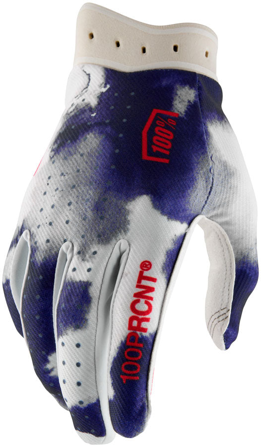 100% Itrack Gloves - Blue/White, Medium