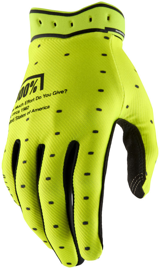 100% Ridefit Gloves - Fluo Yellow, X-Large