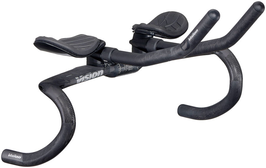 Vision Metron 4D Flat M.A.S. Handlebar with Extensions, 31.8mm ClampDiameter, 440mm Width, 290mm J-Bend Extensions – Carbon