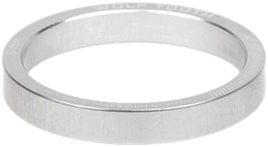 Wolf Tooth Precision Headset Stack Spacer - 5mm, Raw Silver, 1 pc.