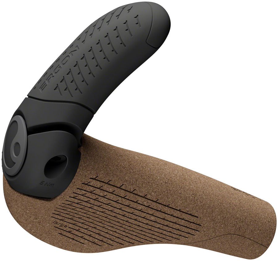 Ergon GP3 Evo BioKork Grips - Lock-On, Large, Black/Tan