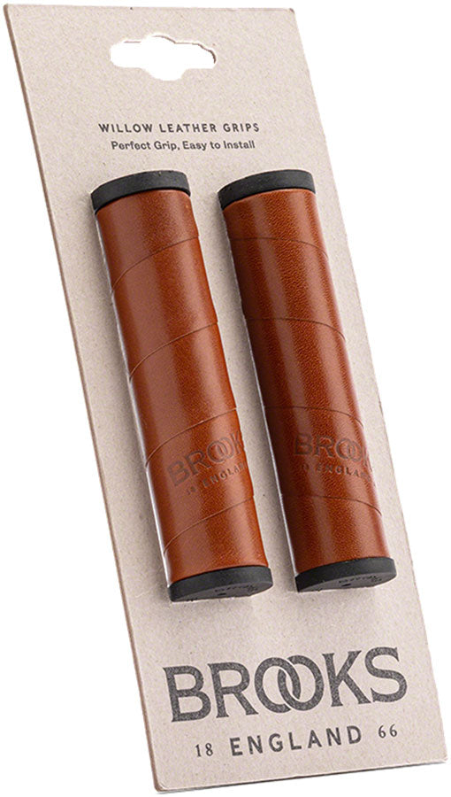 Brooks Willow Leather Grips - Honey, 130/130mm
