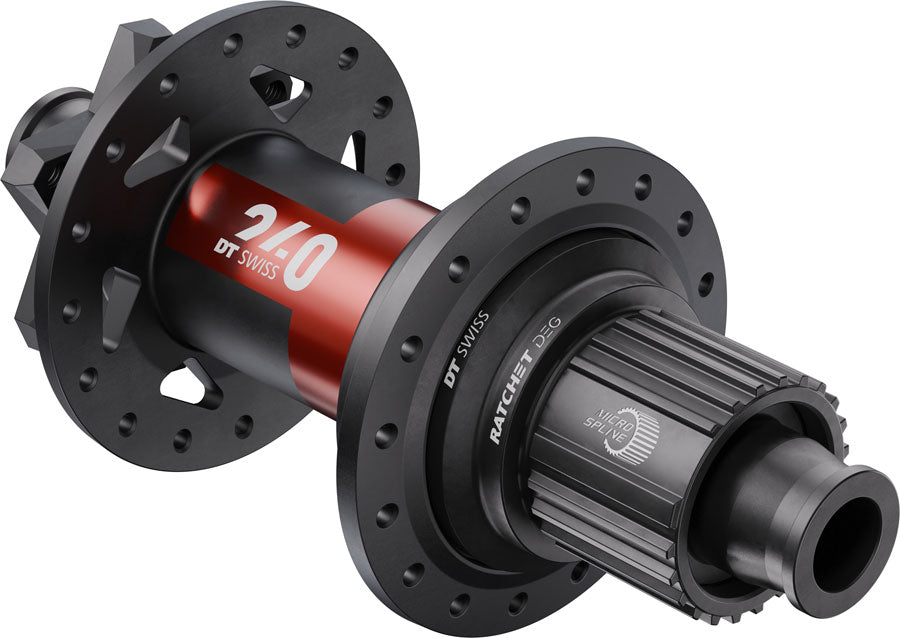 DT Swiss 240 DEG Rear Hub - 12 x 148mm, 6-Bolt, Micro Spline, Black/Red, 32H, DEG 90 DF