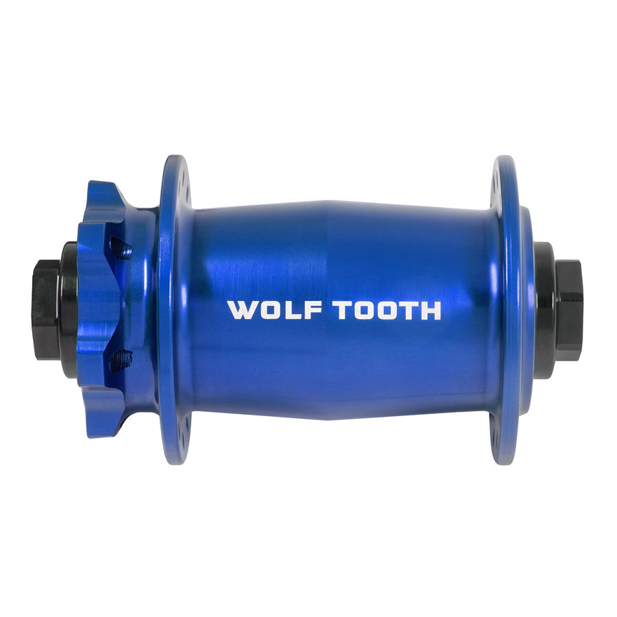 Wolf Tooth Mountain Front Hub - 15 x 110mm, 6-Bolt, Blue, J-Bend, 28H