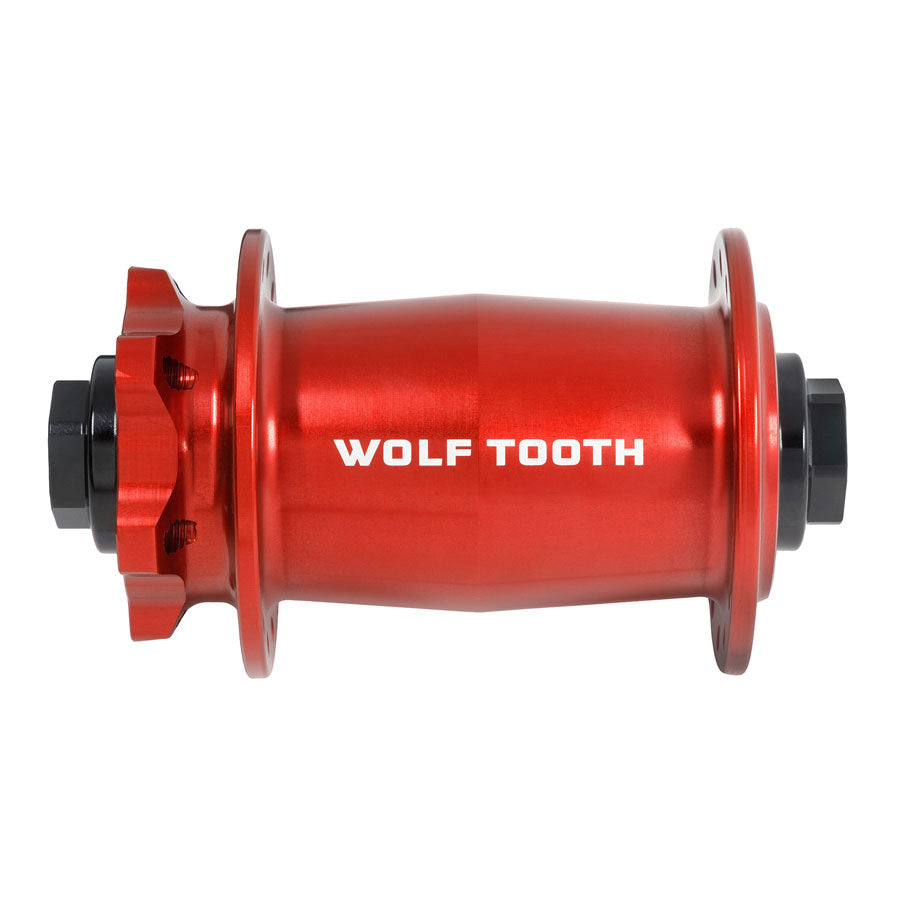 Wolf Tooth Mountain Front Hub - 15 x 110mm, 6-Bolt, Red, J-Bend, 28H