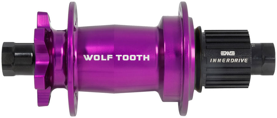 Wolf Tooth Mountain Rear Hub - 12 x 148mm, 6-Bolt, Microspline, Innerdrive Ratchet 60, Ultraviolet Purple, J-Bend, 28H