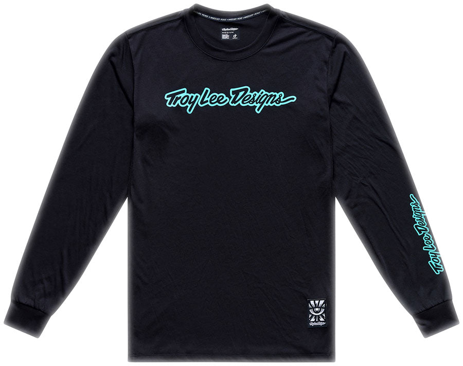 Troy Lee Designs Skyline Ride Long Sleeve Tee – Signature Black / Real Teal, X-Large