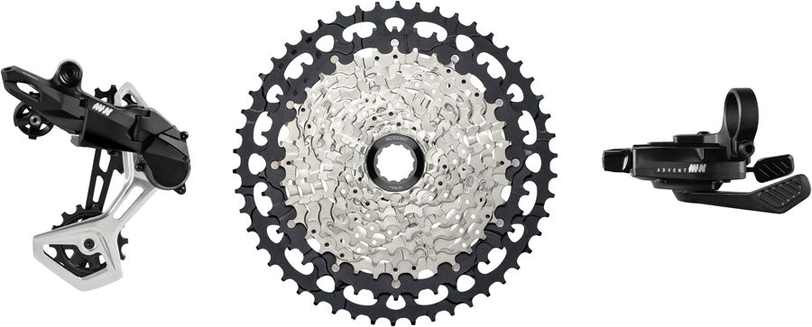 microSHIFT Advent MX 1x11-Speed Groupset - MX Trail Shifter, MX Pro Rear Derailleur, Aluminum Cage, Clutch, 11-50t Cassette, For HG Driver
