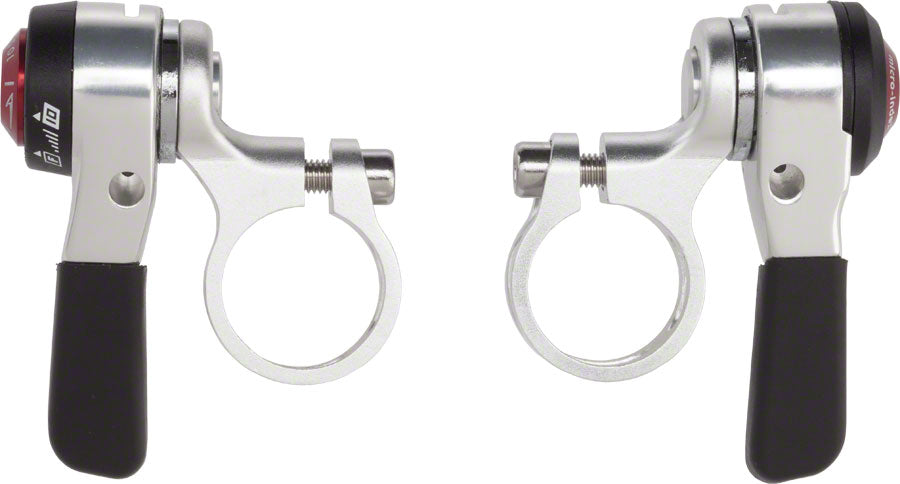 microSHIFT Thumb Shifter Set, 10-Speed Road, Double/Triple, Shimano Compatible, Silver