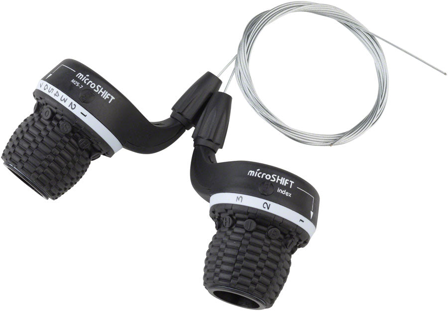 microSHIFT MS25-7 Twist Shifter Set, 7-Speed, Triple, Shimano Compatible