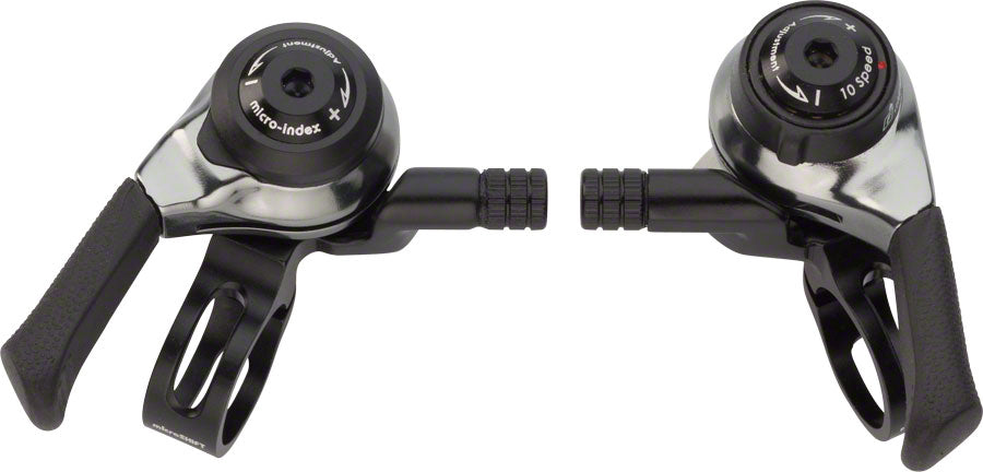 microSHIFT Thumb Shifter Set, 10-Speed Mountain, Double/Triple, Shimano DynaSys Compatible, Black