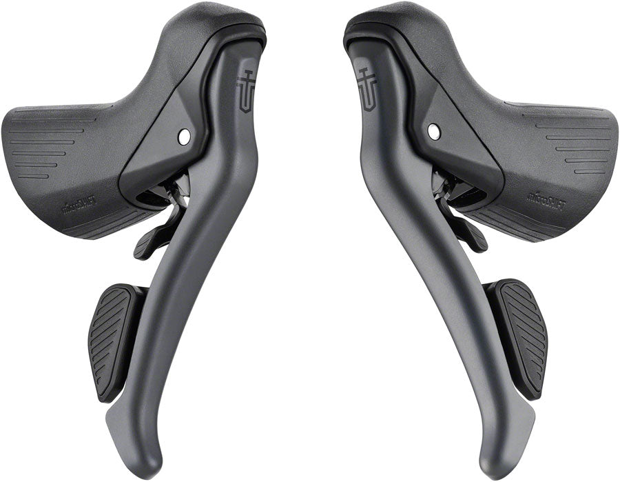 microSHIFT Sword Drop Bar Shifter/Brake Lever Set - 2x, 10-Speed, Sword Compatible, Gray, Version B
