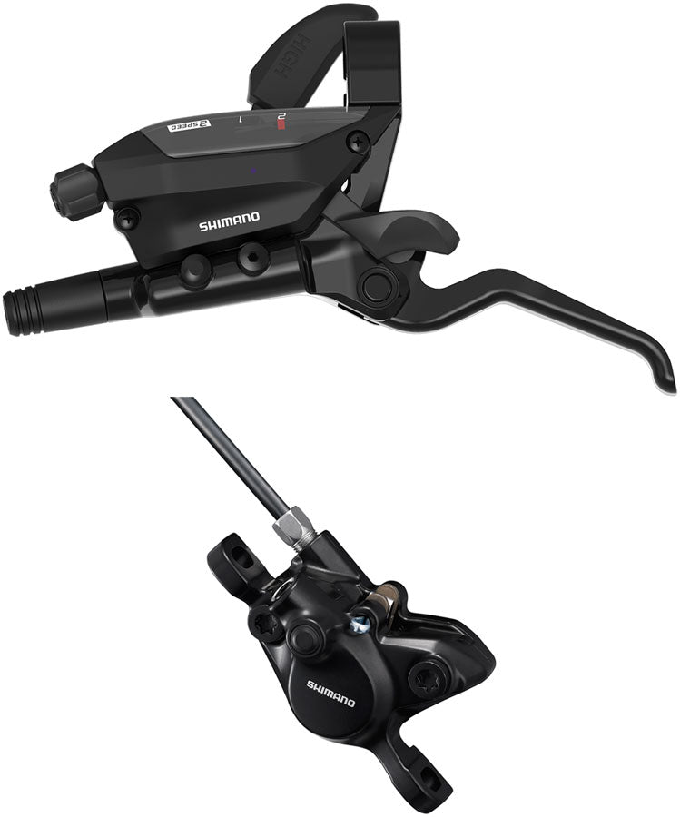 Shimano ST-EF515-2L EZ Fire Plus Shift/Brake Lever with BR-MT200 Disc Brake Caliper - Left/Front, 2x Shift, Post Mount, 2-Piston, Black