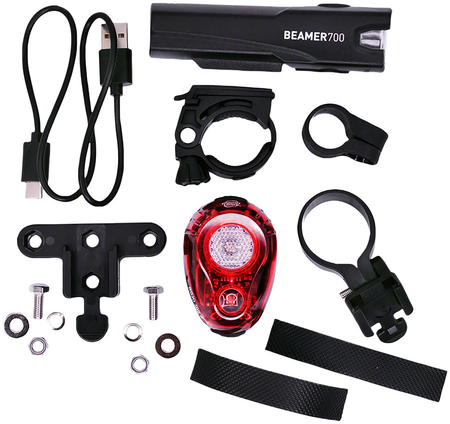 planet-bike-beamer-700-rojo-100-headlight-taillight-set-700-100-lumen-usb-rechargable-black