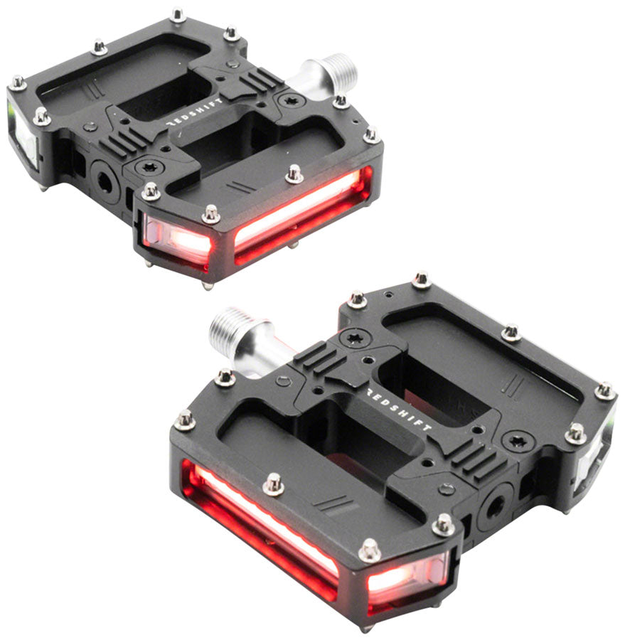 Redshift Sports Arclight Pro Flat Pedals - Aluminum, 9/16", Black, w/Lights