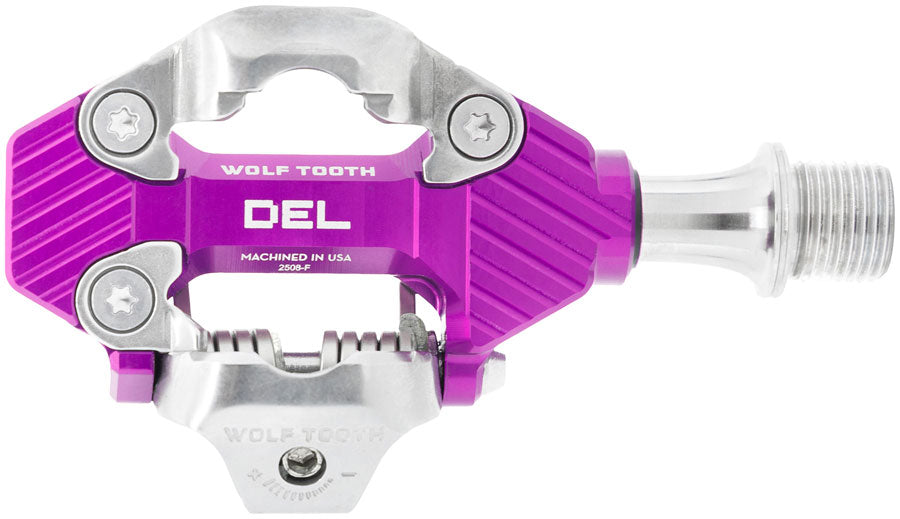 wolf-tooth-del-gravel-race-clipless-pedals-single-sided-clipless-alloy-9-16-ultraviolet-purple-pair-shimano-spd