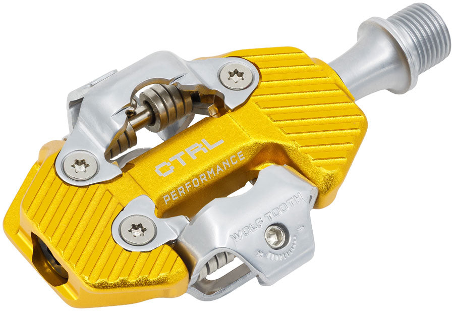 Wolf Tooth CTRL Trail Performance Clipless Pedals - Dual Sided Clipless, Alloy, 9/16", Gold, Pair, Shimano SPD