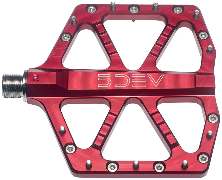5DEV Jumpline Pedals - Platform, Aluminum, 9/16", Red