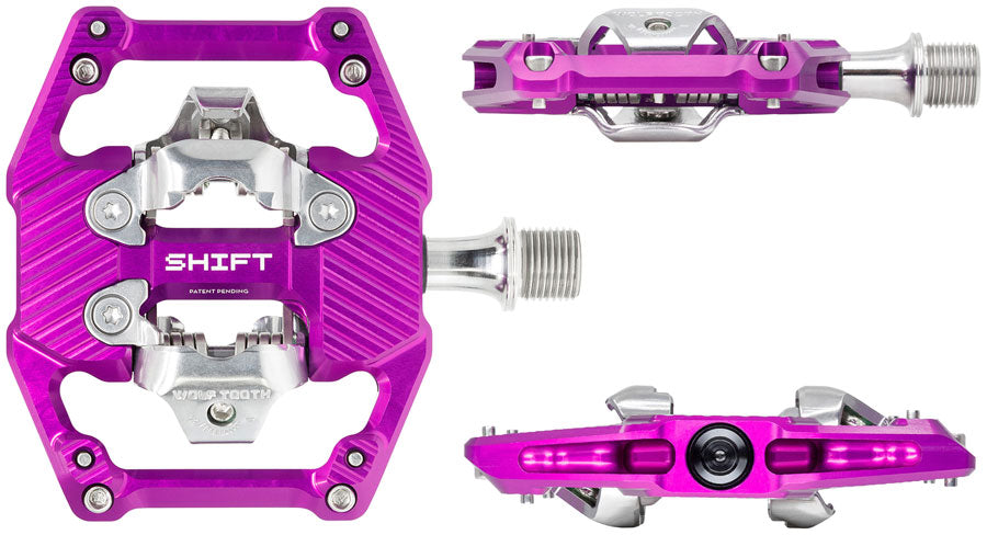wolf-tooth-shift-gravity-clipless-pedals-dual-sided-clipless-alloy-9-16-ultraviolet-purple-pair-shimano-spd