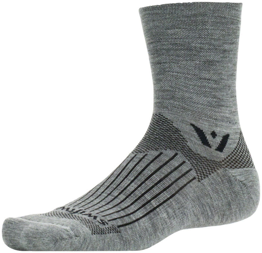 Swiftwick Pursuit Quarter Crew Socks - 4", Heather, Medium