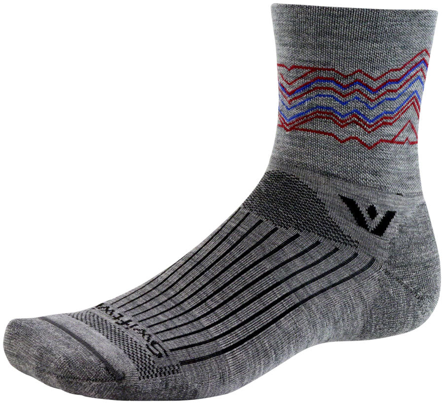 Swiftwick Pursuit Quarter Crew High Socks - 4", Heather Red, Large