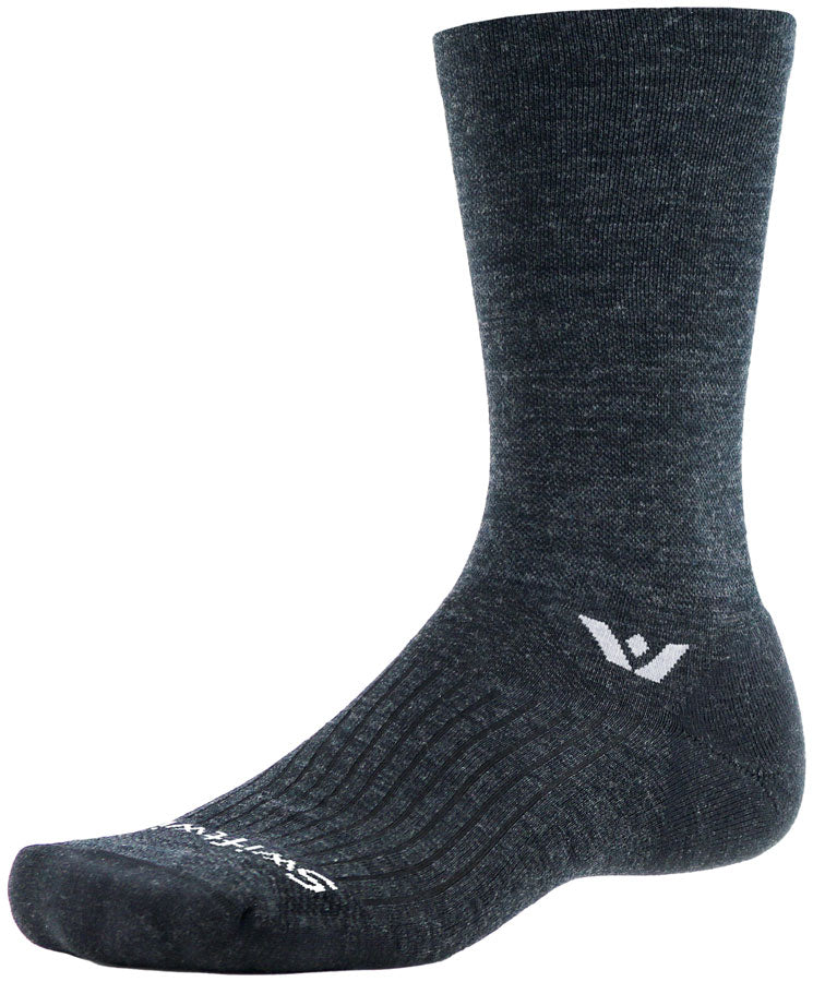 Swiftwick Pursuit Crew Socks - 6", Coal Orange, Small