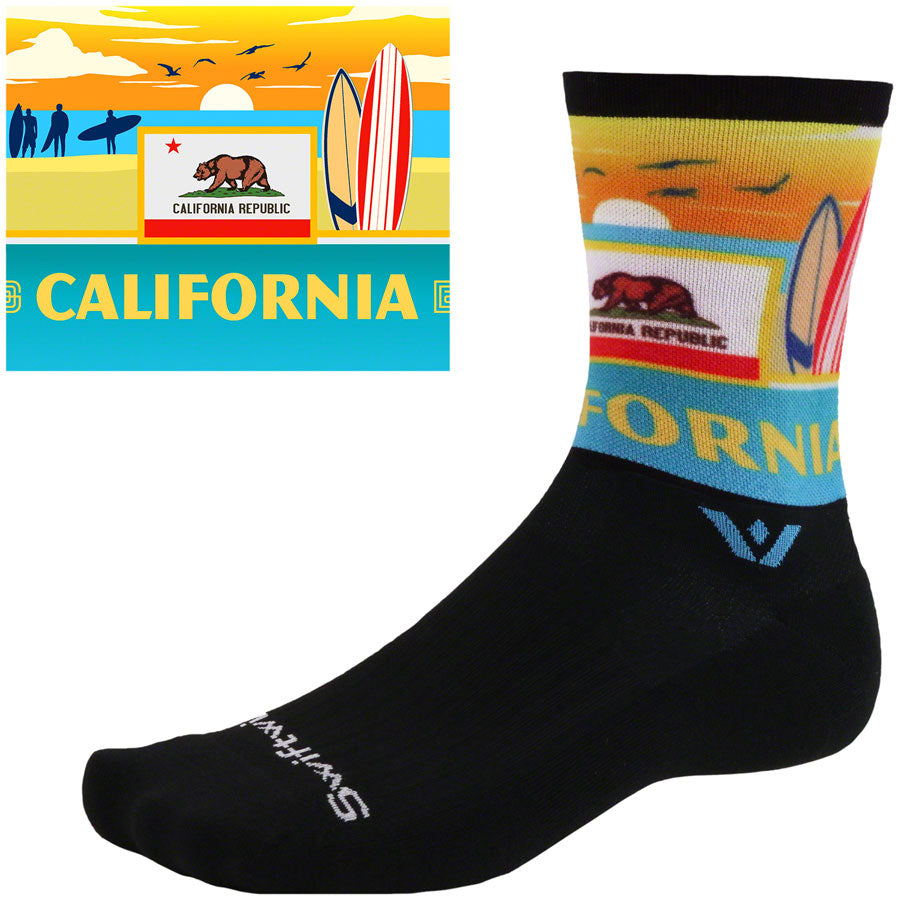 Swiftwick Vision Impression National Park Crew Socks - 6", California, Medium
