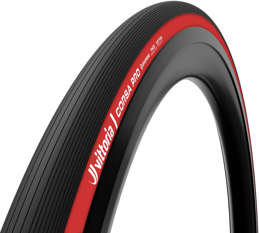 Vittoria Corsa Pro Tire - 700 x 28, Tubeless, Folding, Black/Red, 4C Race, Graphene, G2.0