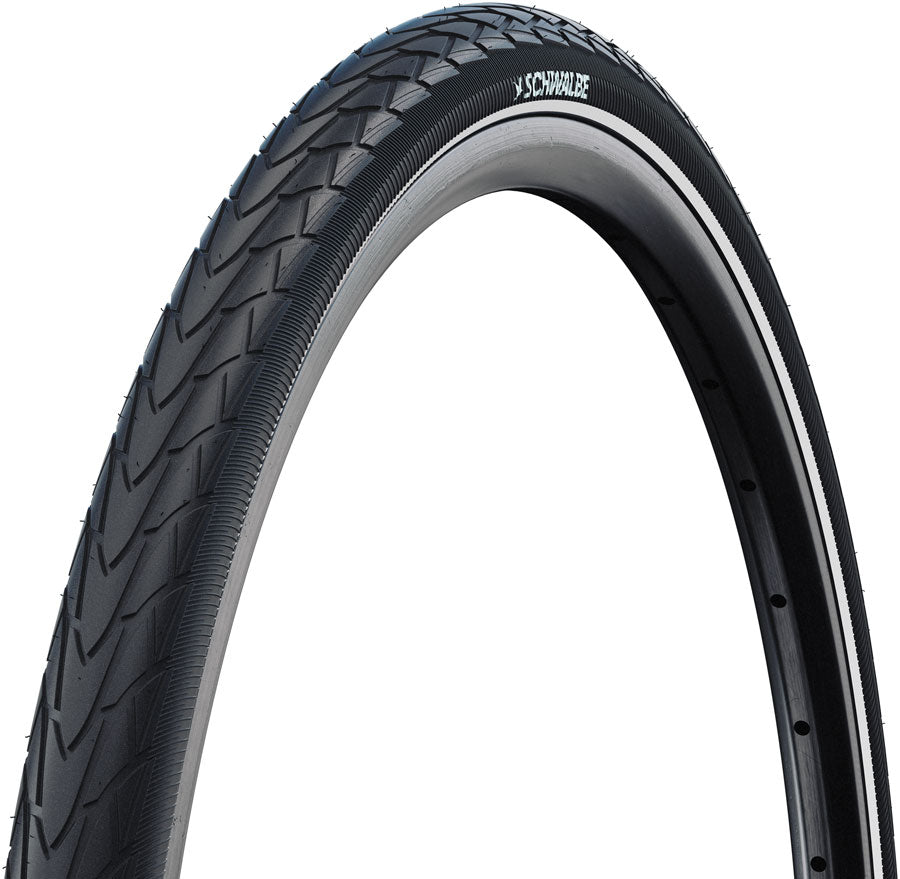 Schwalbe Marathon Racer Tire - 700 x 35, Clincher, Wire, Black/Reflex, RaceGuard, Addix Green, E-50