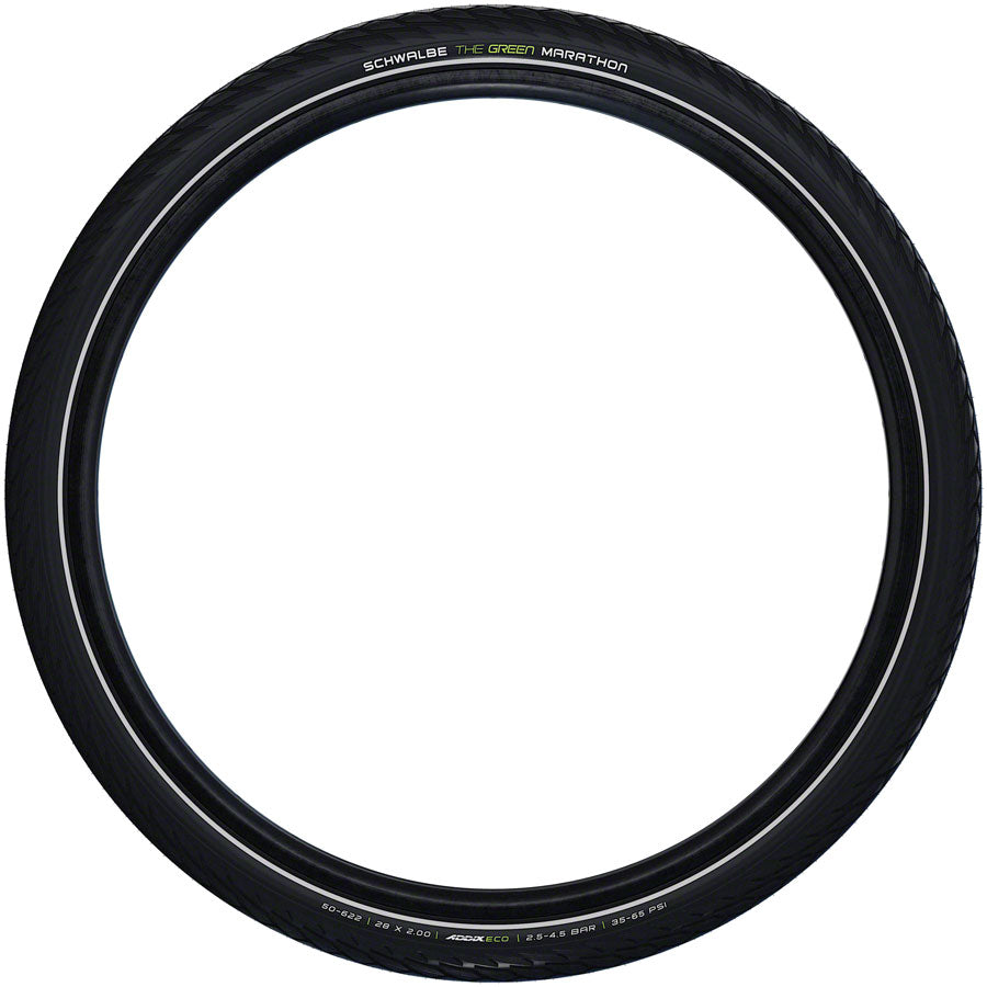 Schwalbe Green Marathon Tire - 26 x 2.00, Clincher, Wire, Black/Reflective, Performance Line, GreenGuard, TwinSkin, Addix