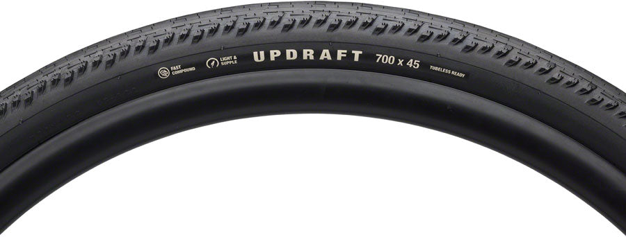 Teravail Updraft Tire - 700 x 45, Tubeless, Folding, Black, Light and Supple, Fast Compound