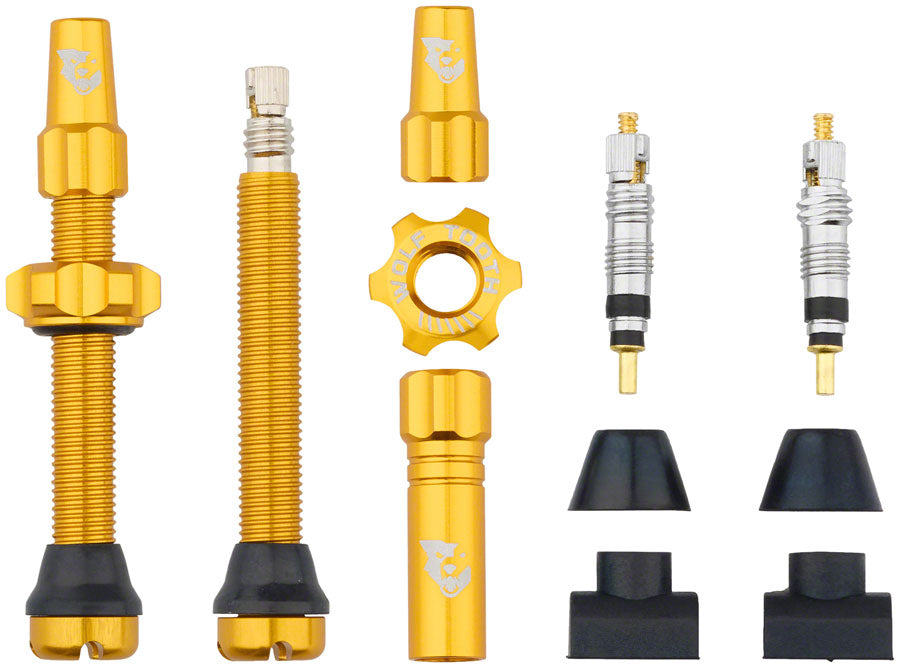 Wolf Tooth Tubeless Valve Stem Kit - 44 mm, Gold