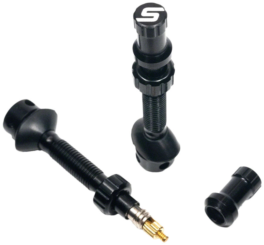 Stan's Tubeless Universal+ Valve Stems - Alloy, Extra Tall, Black, Pair