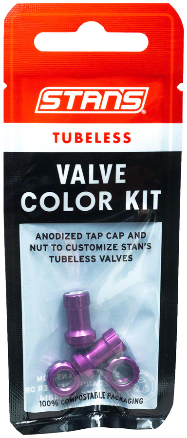 Stan's Tubeless Valve Stem Cap Color Kit - Purple, Pair