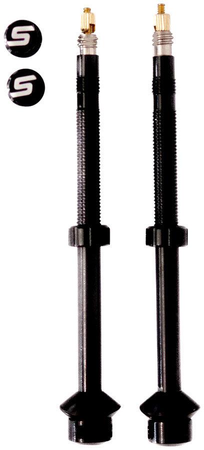 Stan's Tubeless Universal + Valves Stems - Alloy, Deep, Pair, 65mm, Black