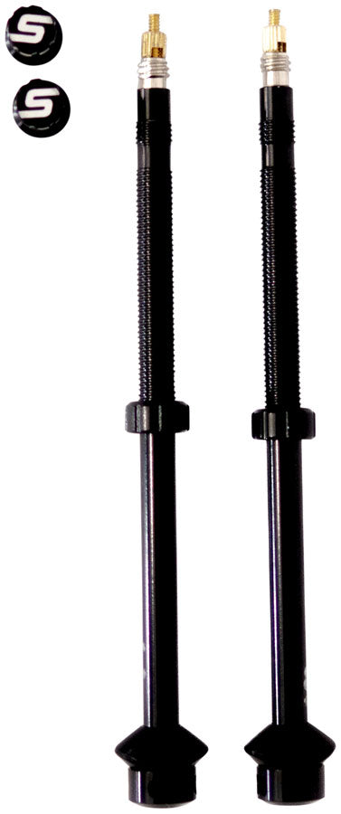 Stan's Tubeless Universal + Valve Stems - Alloy, Deep, Pair, 85mm, Black
