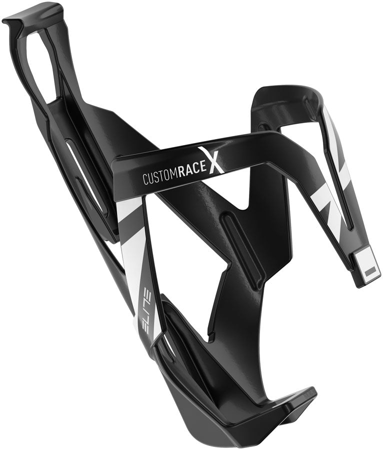 Elite Custom Race X Bottle Cage - Black with White Graphics